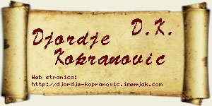 Đorđe Kopranović vizit kartica